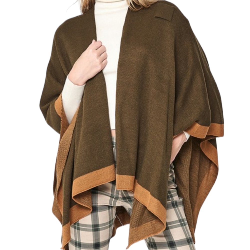 22. Women's Olive Poncho Sweater NWT